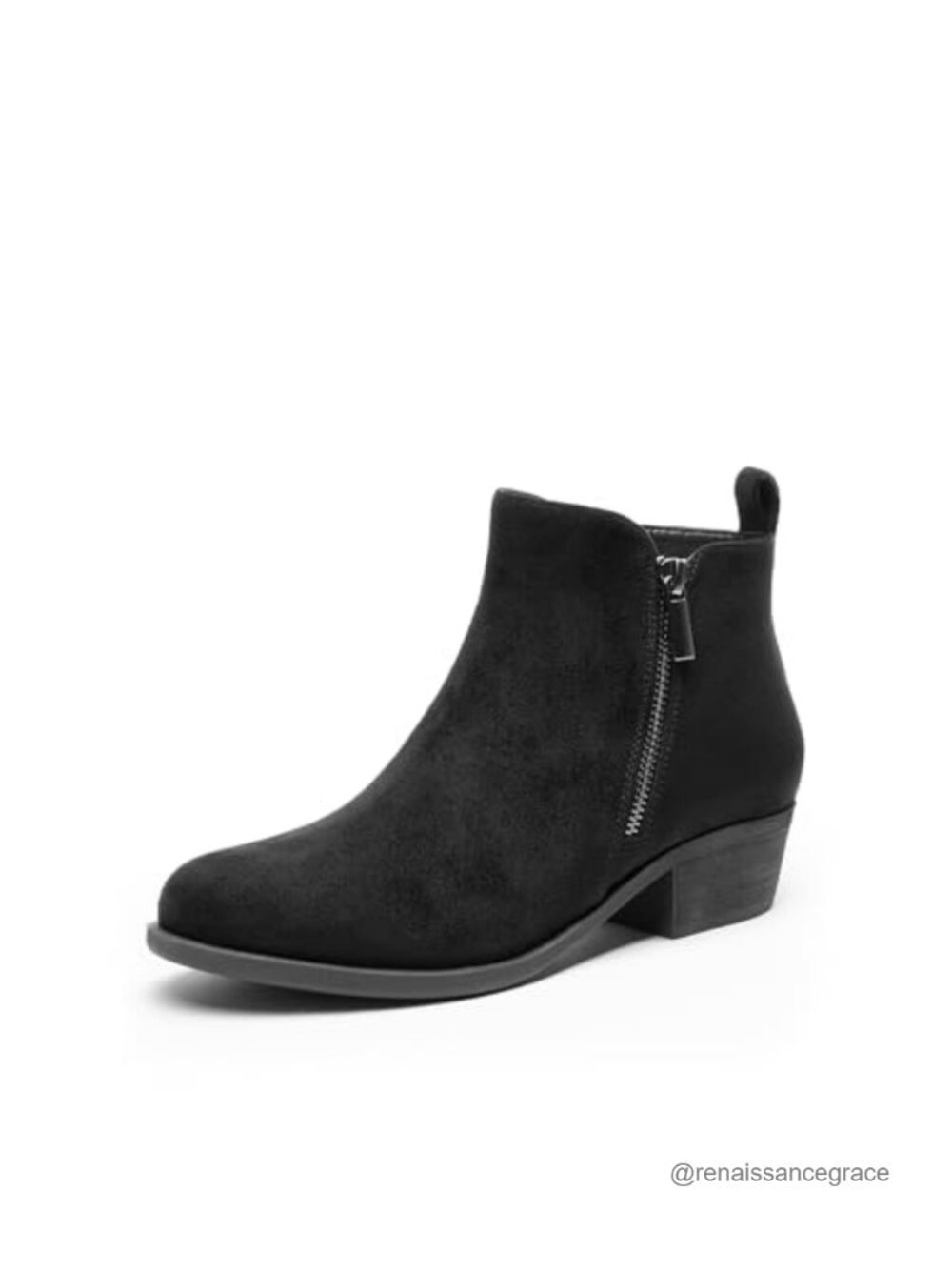 Women's Ankle Boots Low Chunky Heel Faux Suede Booties